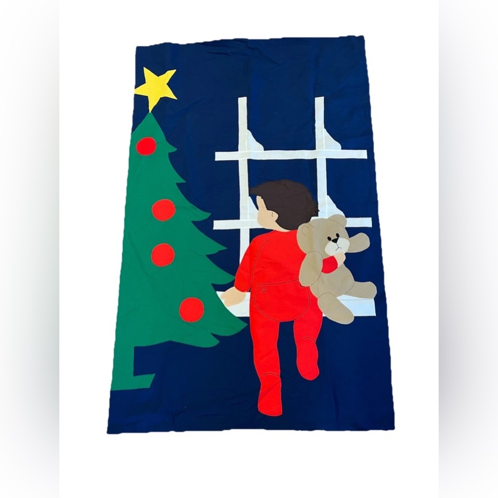 Vintage Christmas Flag Eve Tree‎ Garden Outdoor Yard Sewed Handmade Homemade